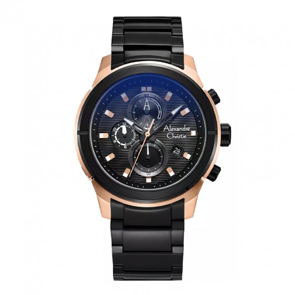 Alexandre Christie AC 6665 Rosegold Black Steel MCBBRBA